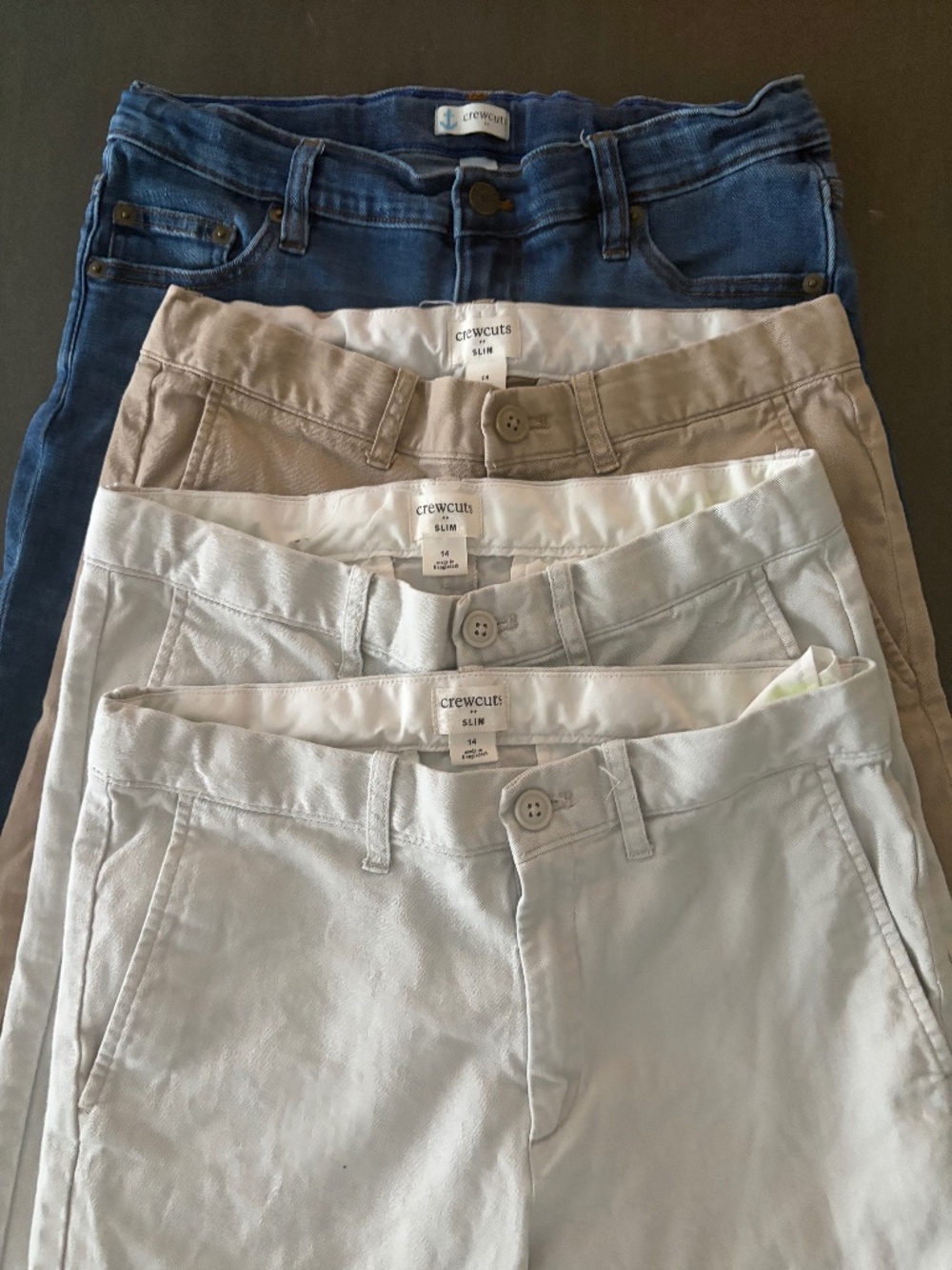 J.Crew Boys' slim-fit stretch chino + denim pants lot - size 14